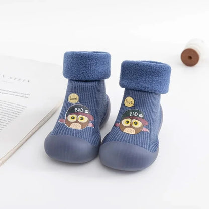 Autumn and Winter Toddler Shoes and Sock Baby Thickened Velvet Warm High Tube Boys and Girls Soft Bottom Indoor Children's Socks