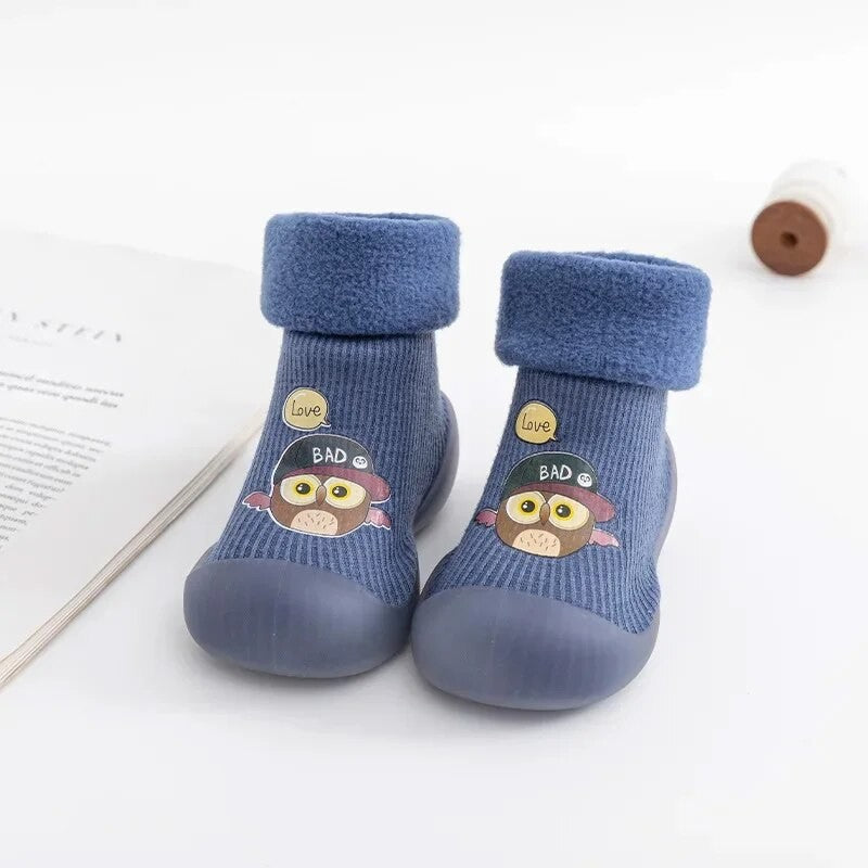 Autumn and Winter Toddler Shoes and Sock Baby Thickened Velvet Warm High Tube Boys and Girls Soft Bottom Indoor Children's Socks
