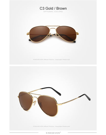 KINGSEVEN Pilot Alloy Men‘s Sunglasses Polarization UV400 Anti-reflection Full Frame Parsnip Glasses Women Retro Luxury Eyewear