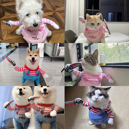 Fantasia de Cosplay de Cachorro para Cães e Gatos Pequenos, Médios e Grandes, Roupinhas de Festa de Halloween, Jaqueta Fofa para Cães, Roupas para Pets Labrador Bulldog