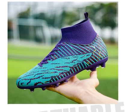 Men Light Soccer Shoes Size 35-45 Boys Soccer Shoes Football Boots High Ankle Kids Cleats Training Sport Sneakers Football Shoes