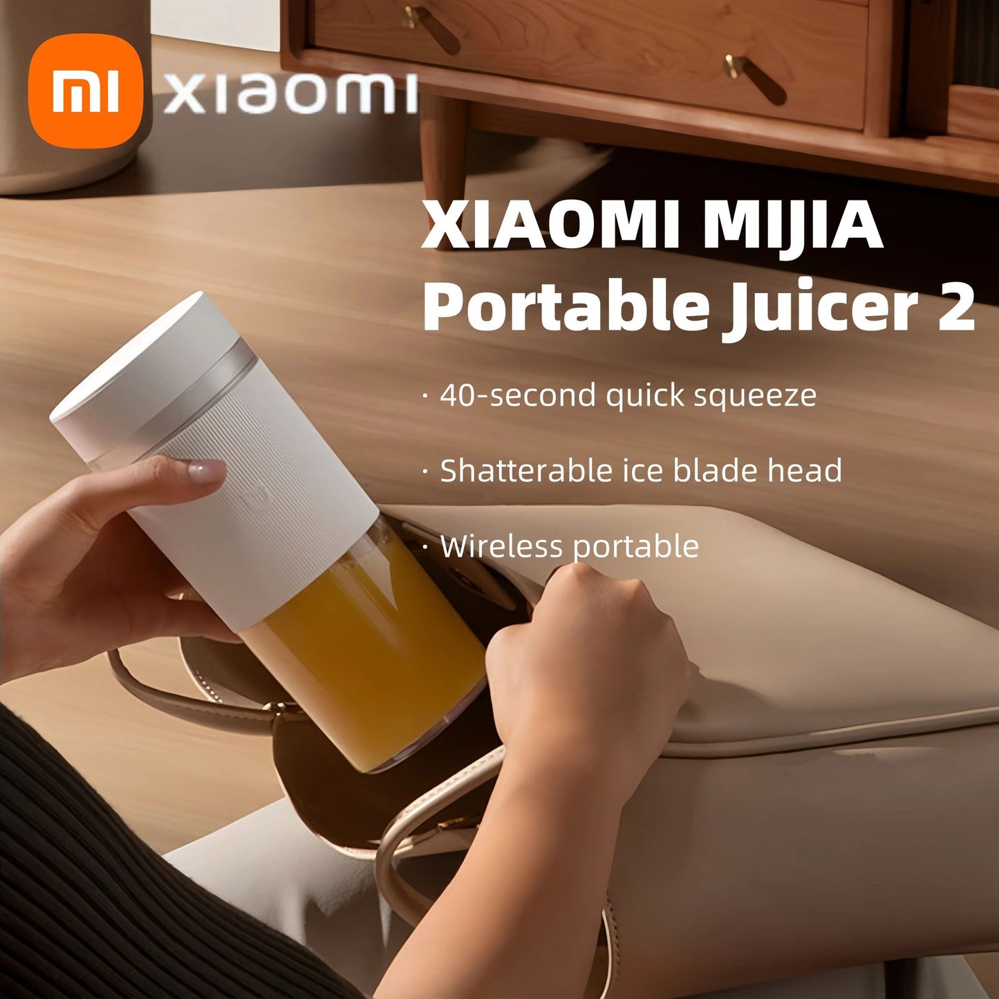Espremedor Portátil XIAOMI MIJIA Mixer 2 Elétrico Mini Liquidificador Frutas Legumes Gelo Triturado Rápido Processador de Alimentos de Cozinha -CN