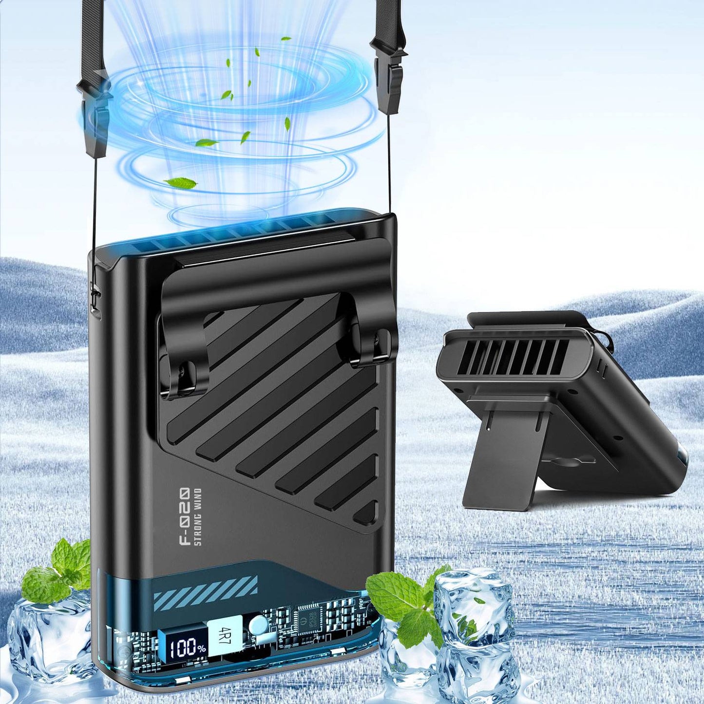 Portable Waist Fan with Belt Clip Light Mute Five Hole New Neck Hanging Fan Suitable for Outdoor Travel of Office Desk