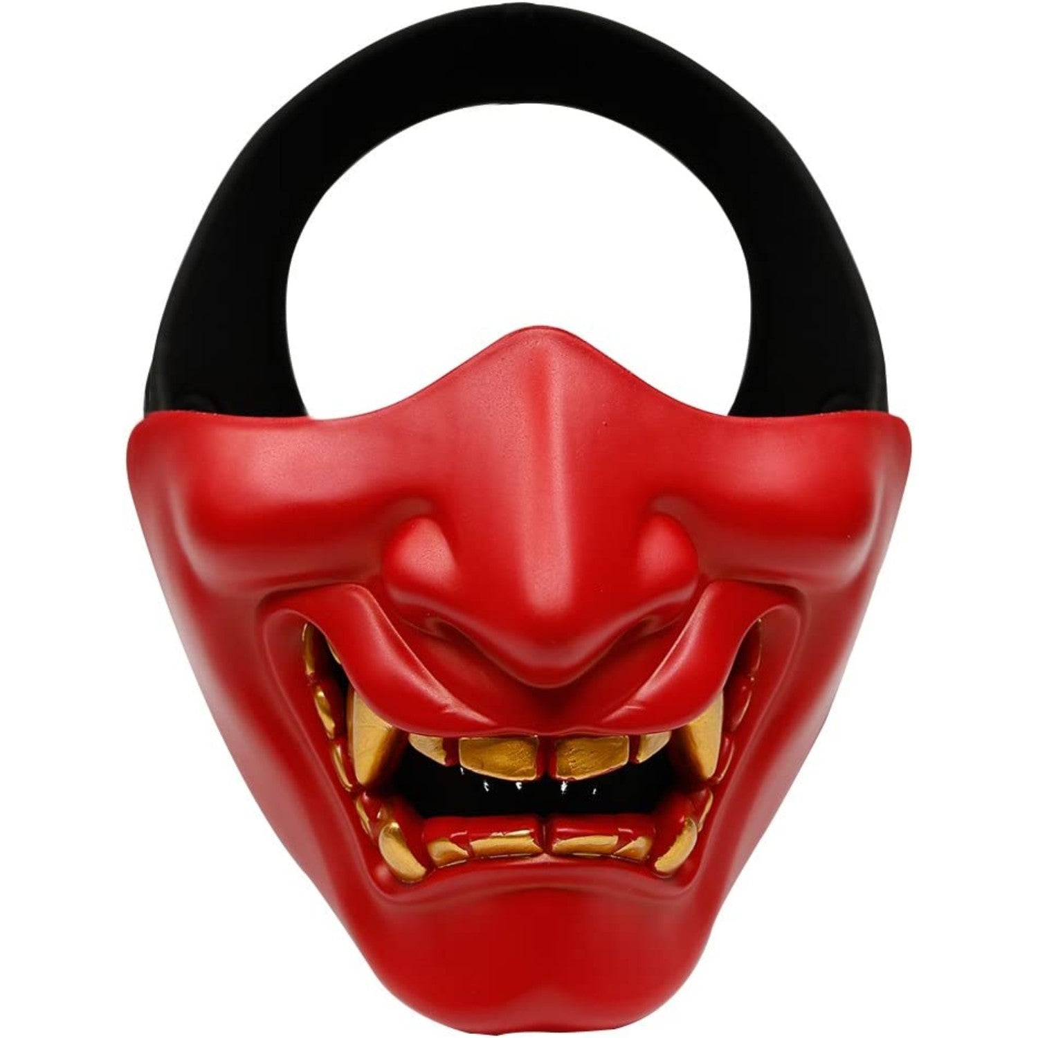 Bullsgetin Airsoft Half Face Mask - Evil Demon Monster Kabuki Samurai Hannya Oni Masquerade Ball, Party, Halloween, Cs War Game