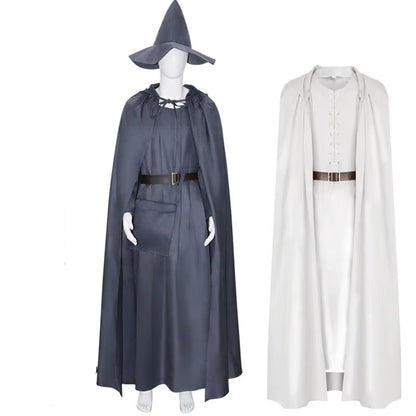 Movie Gandalf Cosplay Costume White Rings Robe Cape Men Fantasia Halloween Carnival Suit