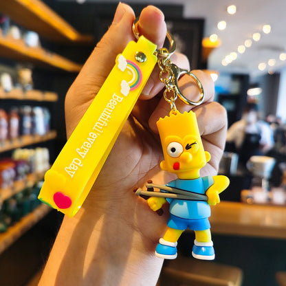 Chaveiro Os Simpsons Desenho Animado Silicone Pingente Chaveiro Mochila Enfeite Moda Casal Chaveiro Carro Jóias Acessórios Presentes
