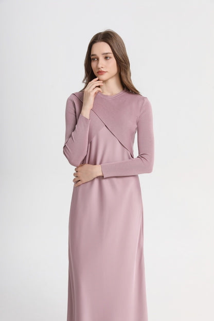 AS 2025 spring summer elegance satin dress + knitted top match set maxi floor le