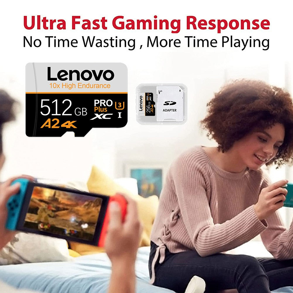 Cartão Micro SD de alta capacidade Lenovo 2TB 1TB 512GB 256GB Cartão de Memória SD de Alta Velocidade Cartão de Memória 128GB para Switch Drone Telefone