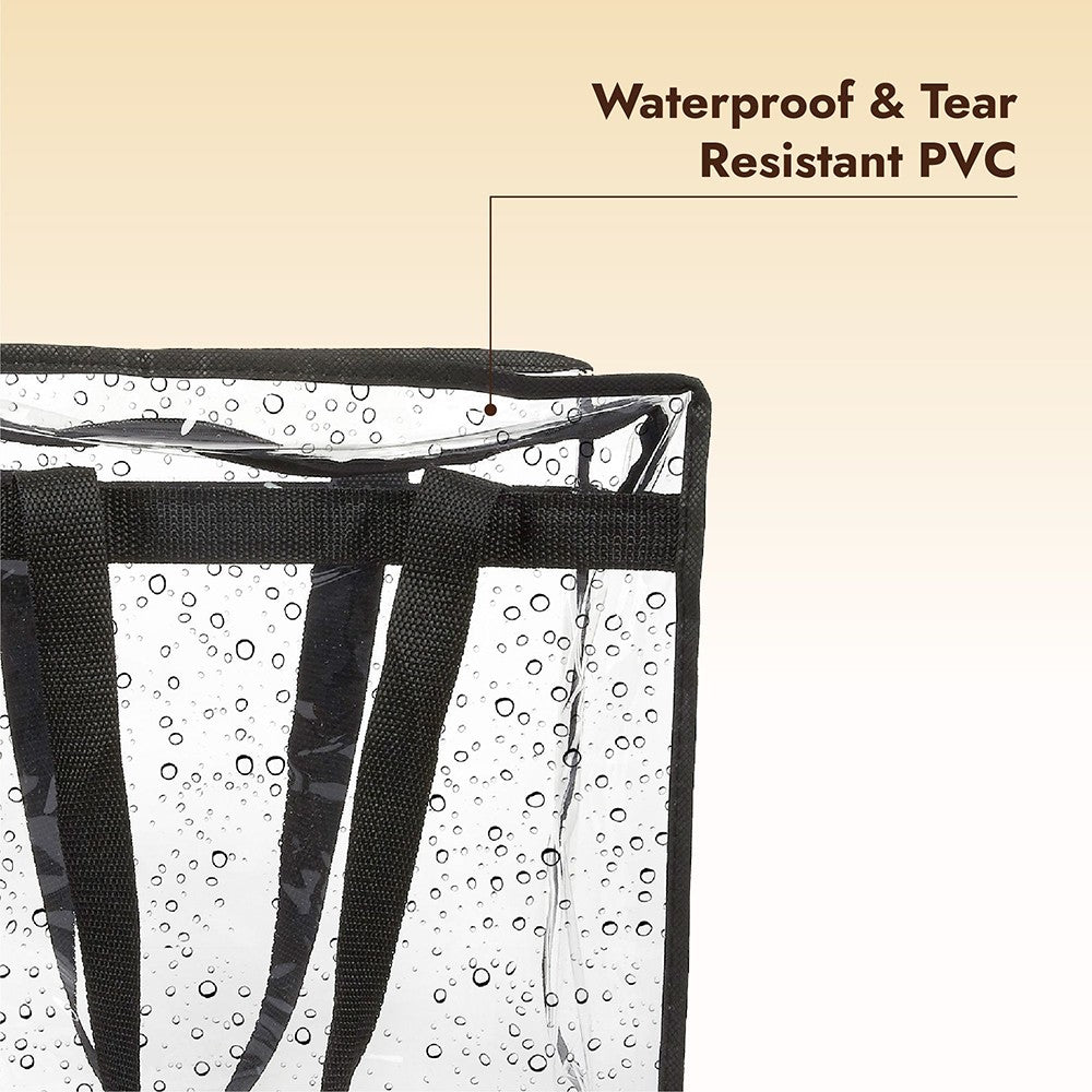 2Pcs Clear Tote Bags with Zipper Large Capacity Transparent Shoulder Bag Multipurpose Transparent Totes for  Work School Gym