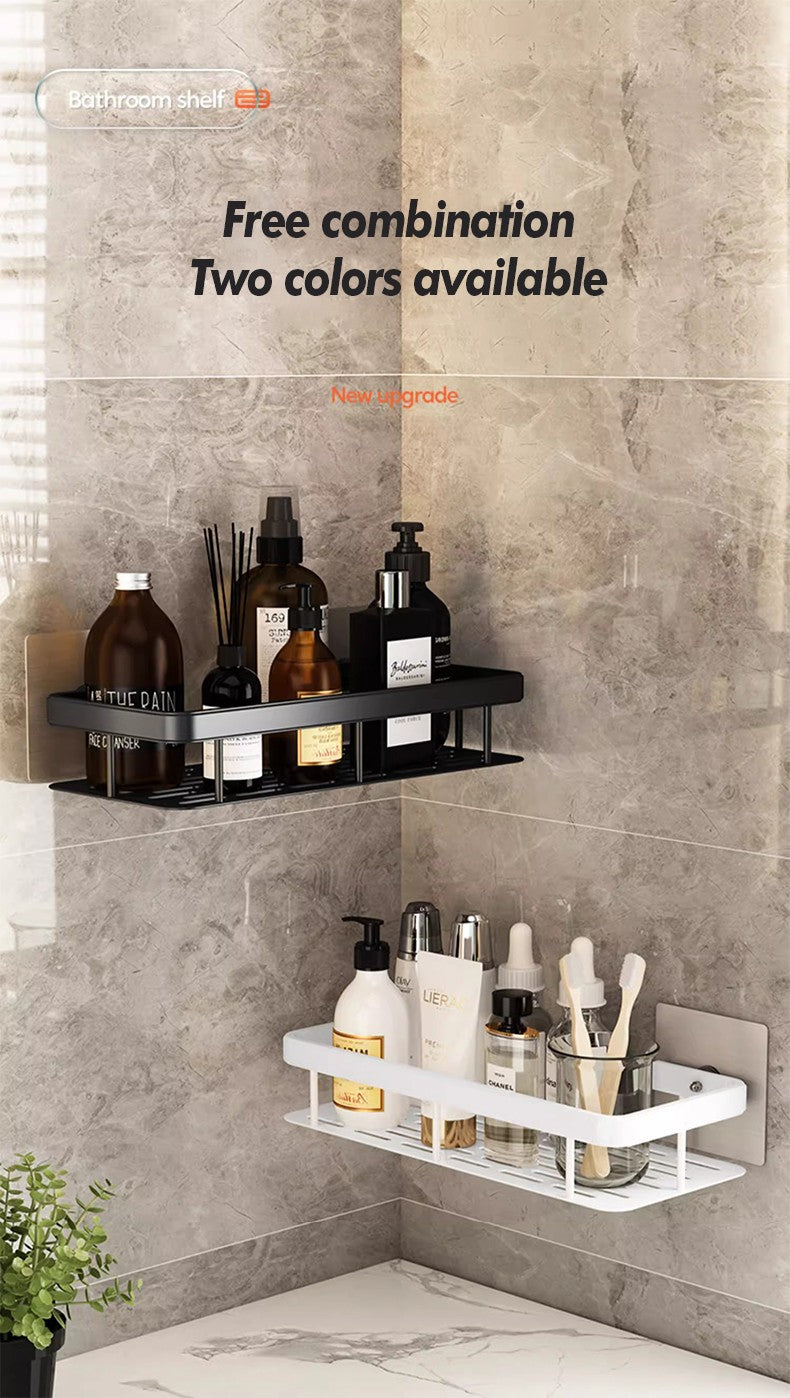 Prateleira de Armazenamento para Banheiro Aço Inoxidável Antiferrugem Prateleira de Chuveiro com Ventosa Utensílios Domésticos de Armazenamento