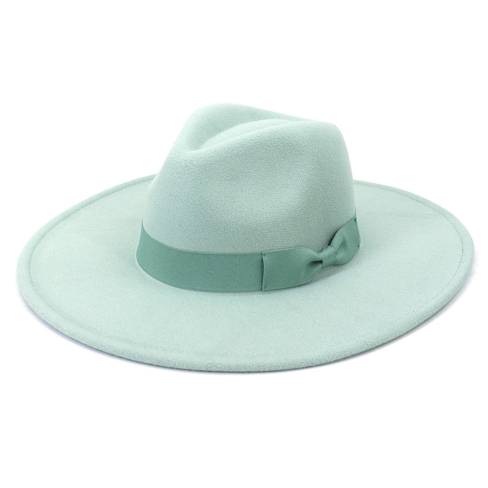 Big Wide Brim Women Hats 2021 Winter Autumn Ladies Elegant Retro Felt Fedora Hat Wedding Church Dress Formal Hat