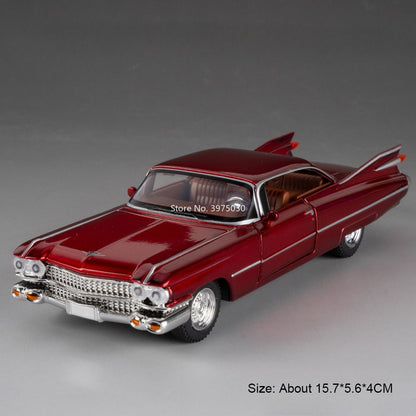 1:32 Escala Cadillac Eldorado Carros Brinquedo Modelos Pneus de Borracha com Luz Música Veículos Roda Puxar para Trás Miniatura de Carro Enfeite