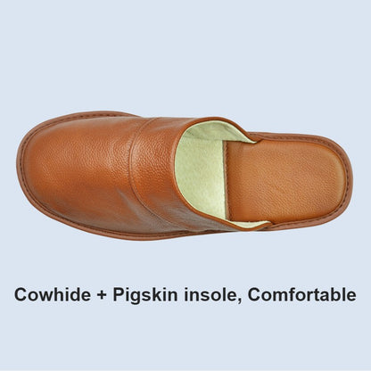 Genuine Cow Leather Slippers Homes in indoor slipper Spring Autumn summer men women elderly non-slip casual single Slides shoes