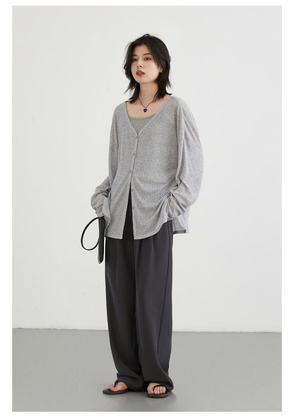 CHIC VEN Women's Cardigan New V-neck Long Sleeved Female Shirt Female Jumpers Sun Protection Woman Top Spring Summer 2024
