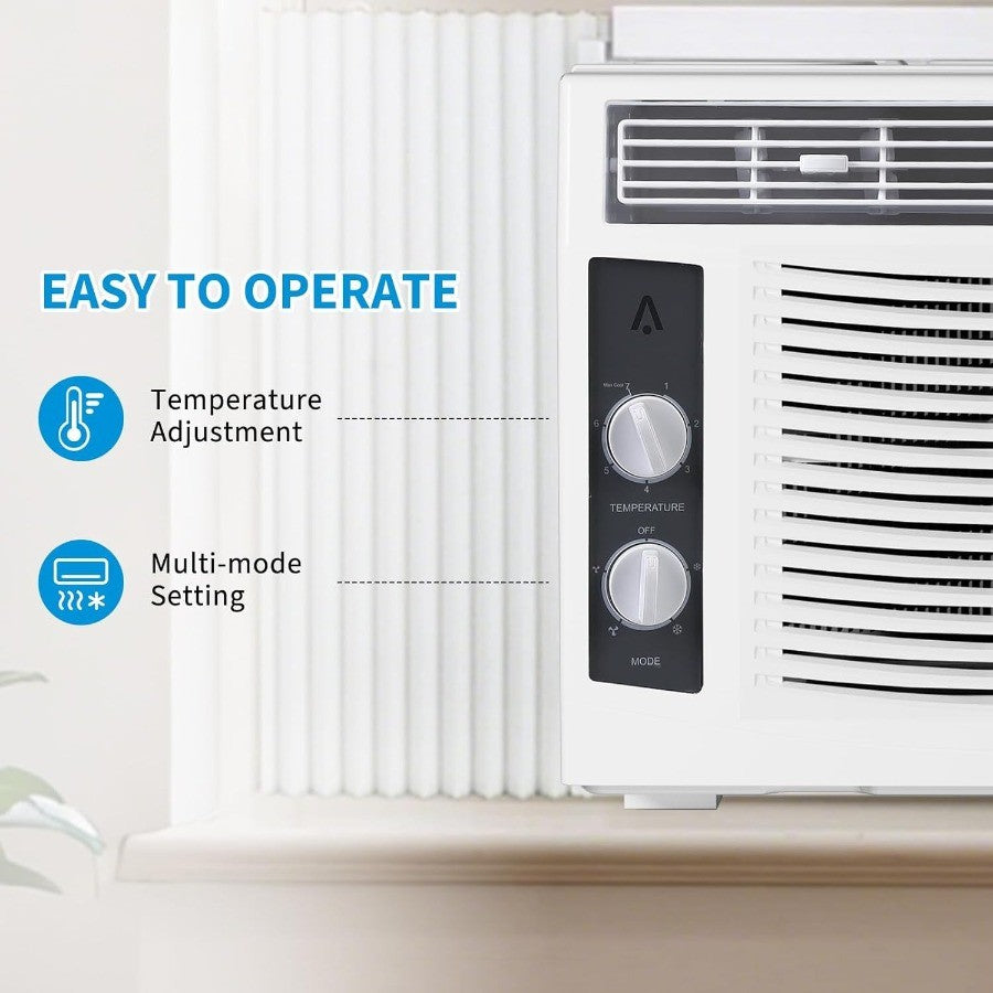 Ar condicionado de janela de 5000 BTU com controle inteligente habilitado para WiFi e operação remota Oferece 3 modos: Ventilador seco frio com ajustável