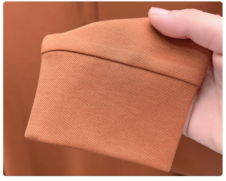 Luxury brand long sleeve polo shirt men comfortable casual autumn item silk cotton high-end Korean fashion plaid lapel T-shirt