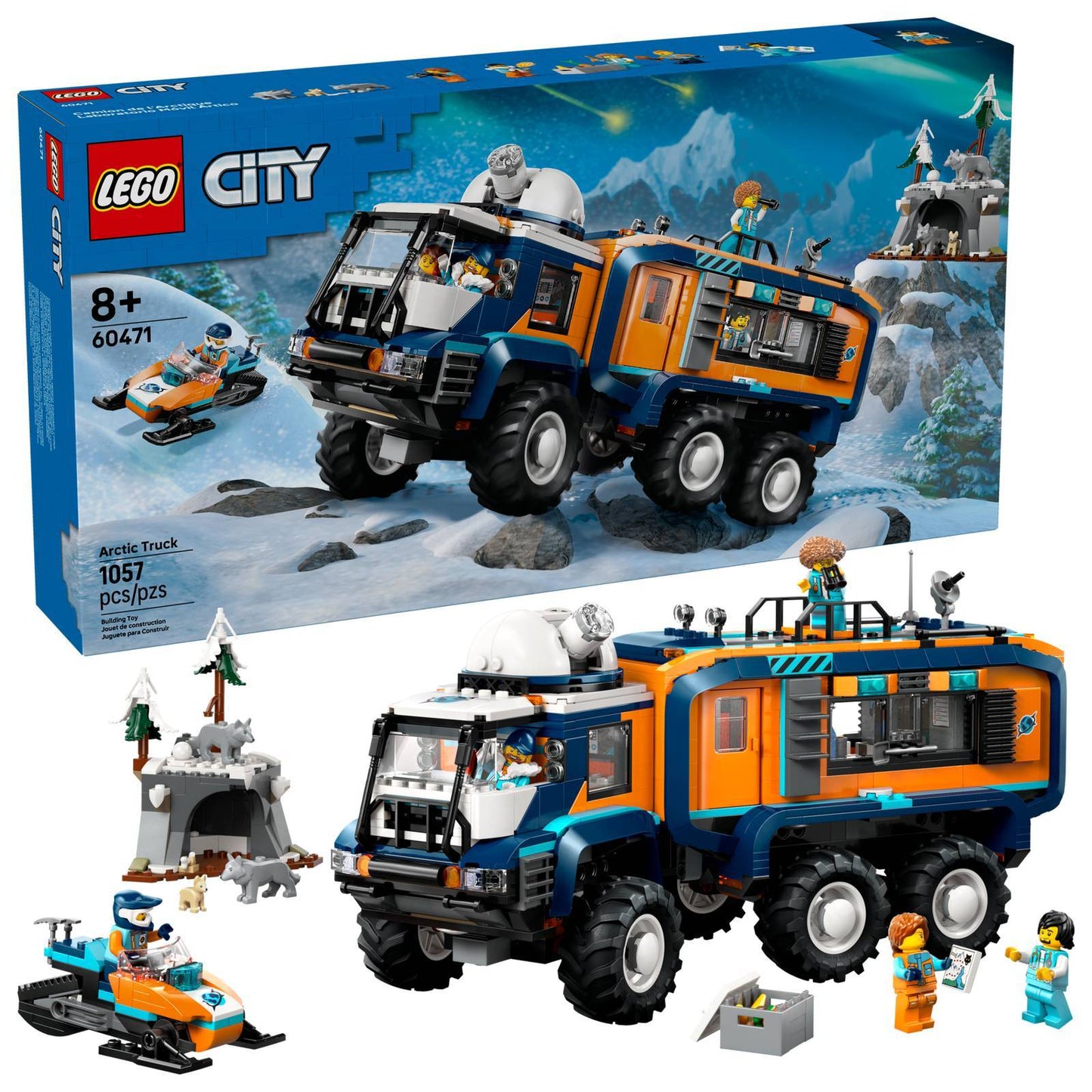 LEGO® City Caminhão Laboratório de Exploração Ártica 60471 5 Minifiguras de Exploradores e 3 Lobos-Árticos de Brinquedo Idades 8+ 1064 Peças