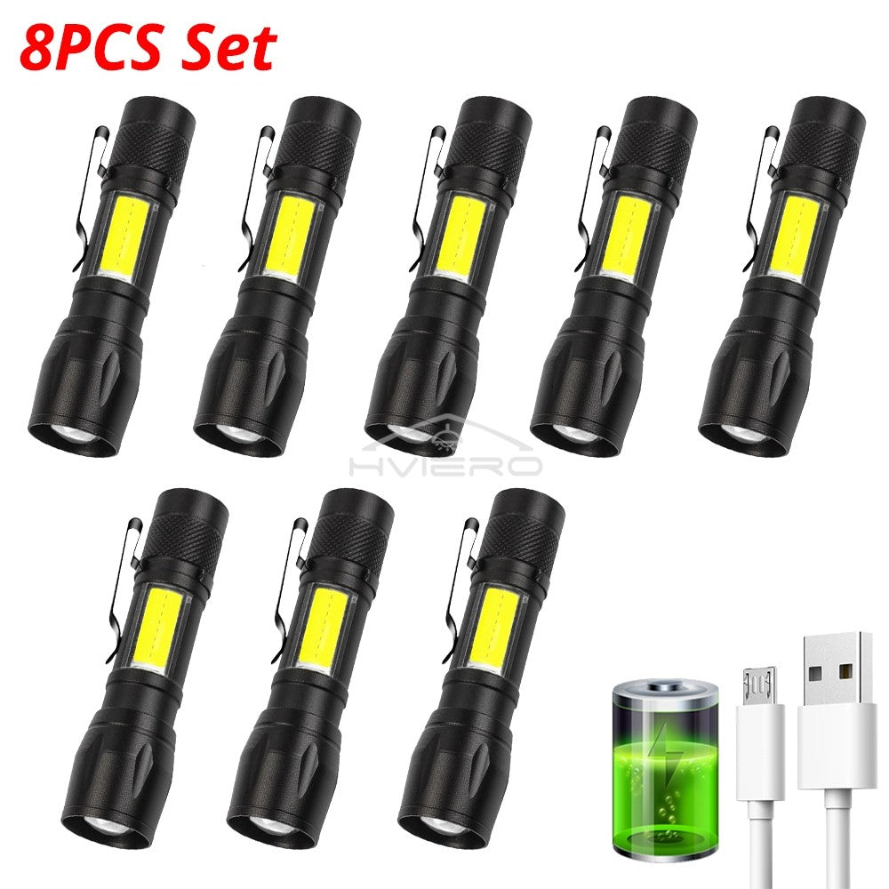 Flashlight Battery Charge Mini Led 3W Focus Adjustable Side Lamp Convenient Waterproof T6 Light Ultra Bright For Camping Hiking