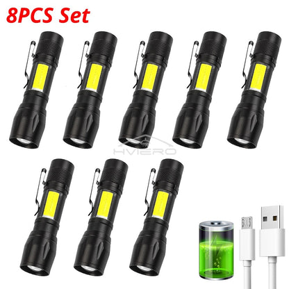 Flashlight Battery Charge Mini Led 3W Focus Adjustable Side Lamp Convenient Waterproof T6 Light Ultra Bright For Camping Hiking