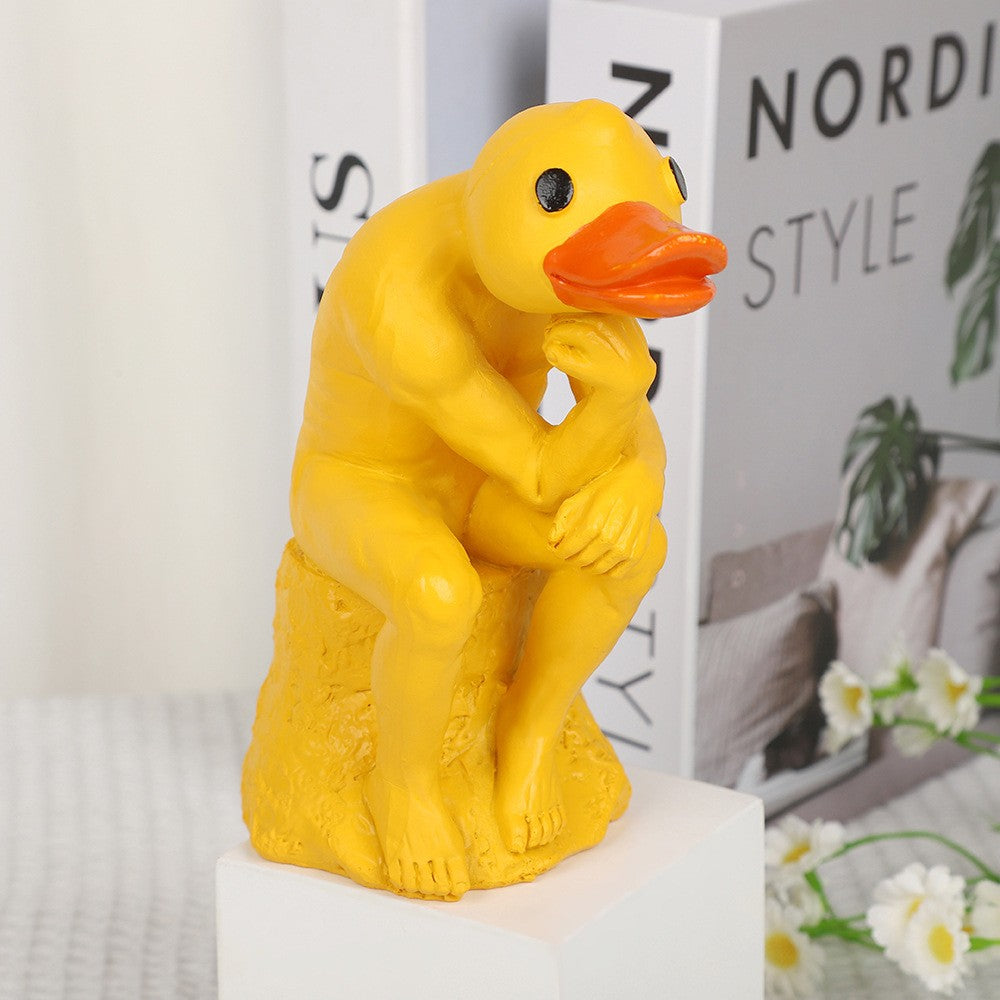 Novel and interesting, thinking about duck Ins animal statues, home decoration resin crafts, garden and courtyard decorations