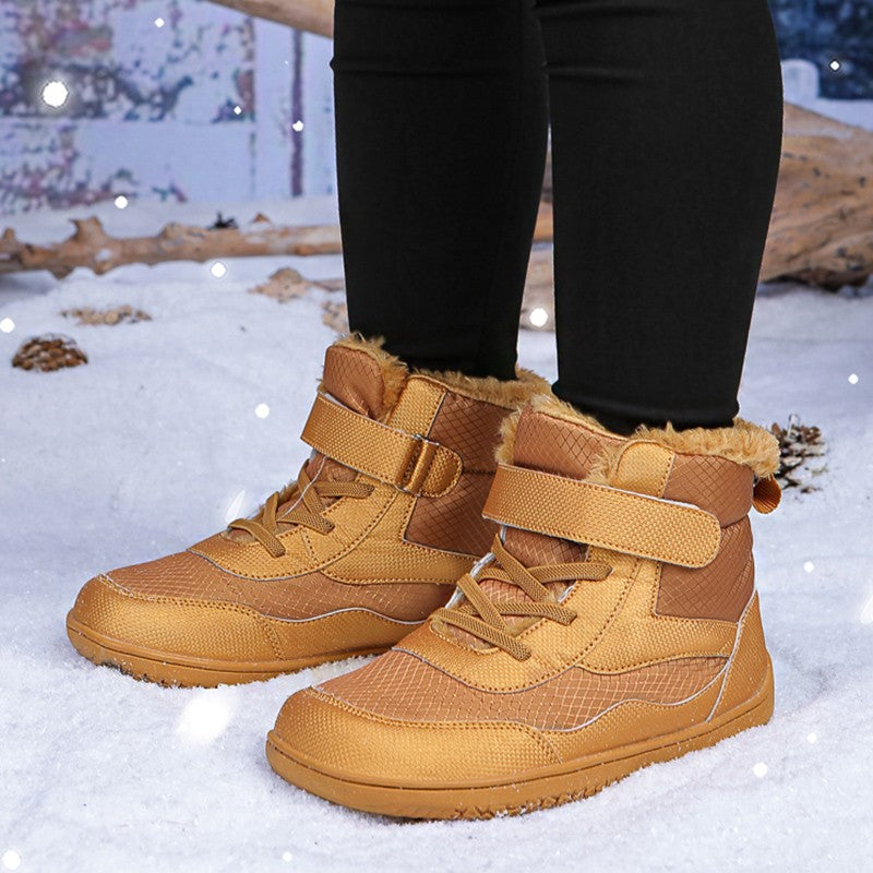 New Children's wide toe barefoot snow boots Little/Big/Kid Wide Toe Minimalist Sneakers Girls waterproof high-top cotton shoes