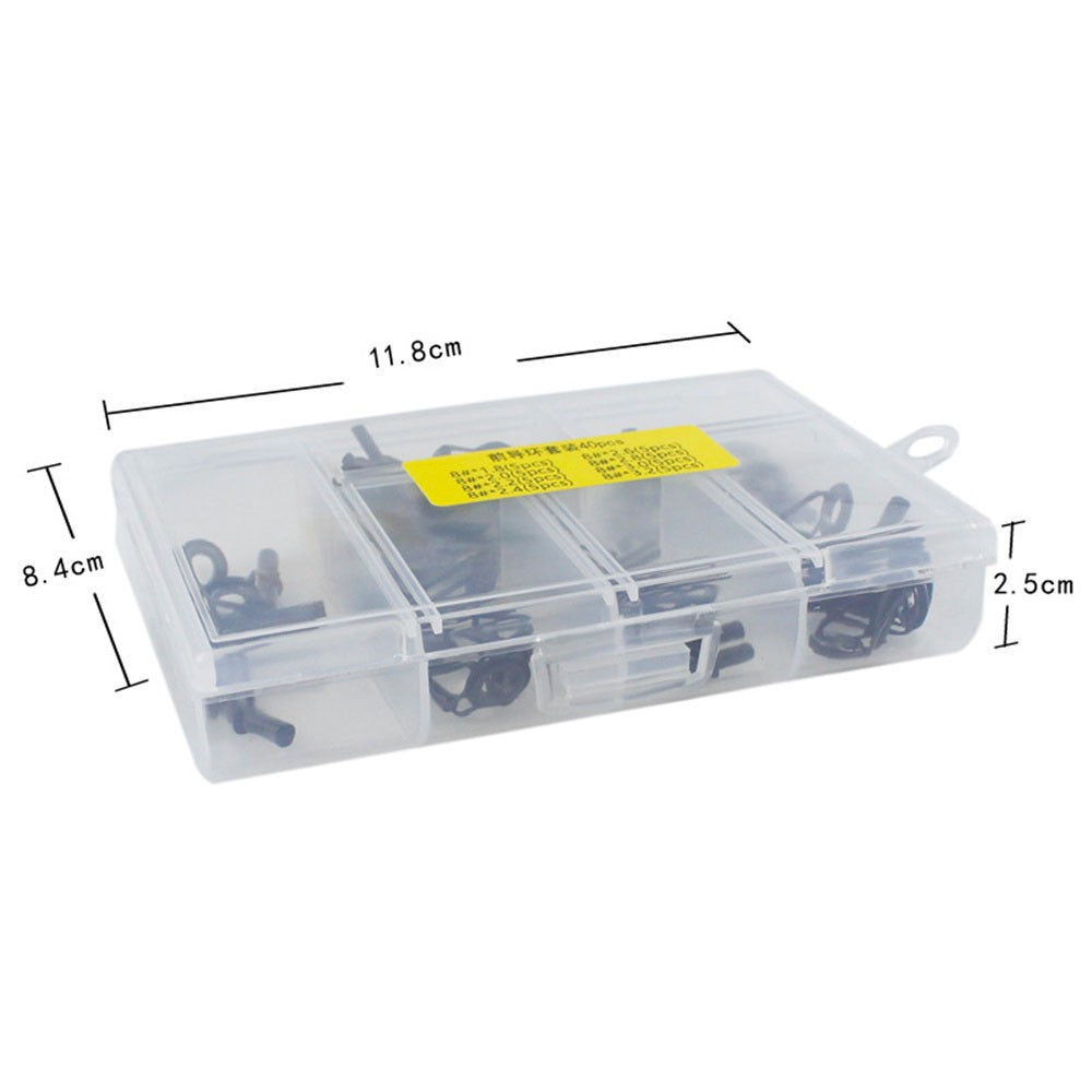 40 Peças/Caixa Anel Guia para Vara de Pesca Kit de Reparo Ponta Superior Conjunto 8# DIY Aço Inoxidável Molduras Cerâmica Ferramentas Acessórios de Pesca