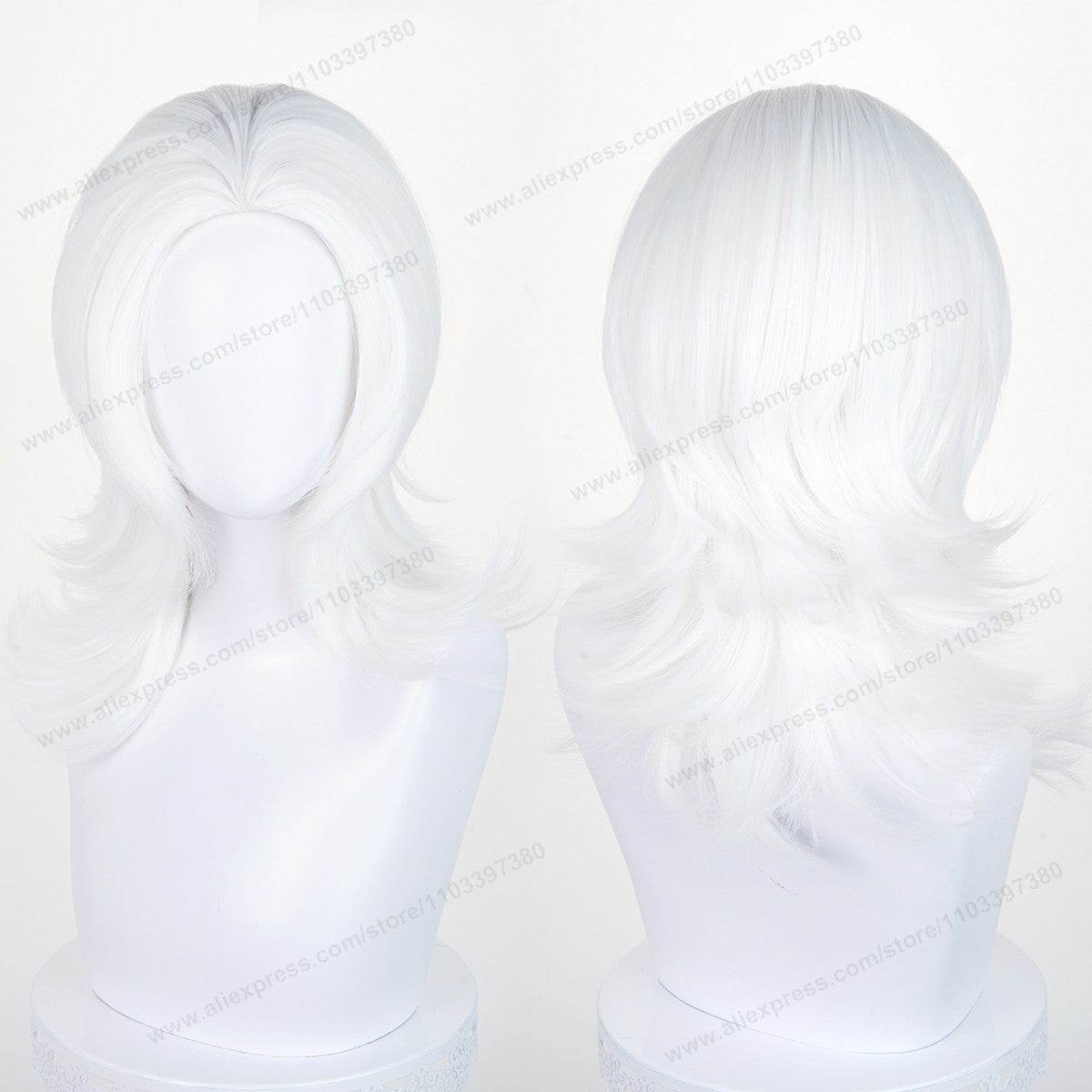 Anime 45cm Universal Cosplay Wig with Enlarged Scalp Free Parting Black White Yellow Man Women Heat Resistant Synthetic Hair