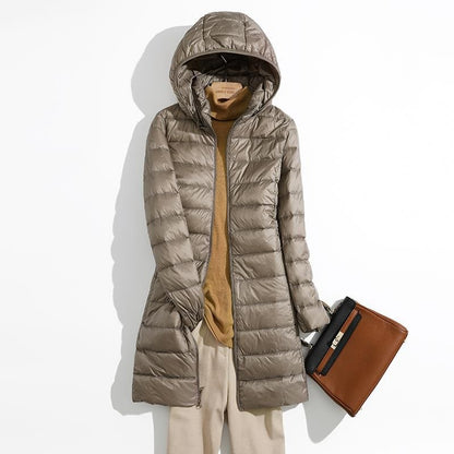Plus Size 5xl 6xl 7xl Fall Women's Autumn Winter Ultra Lightweight Packable Long Puffer Jacket Female Hooded Korean Slim Coat