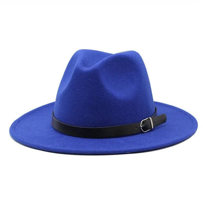 Men's fedora hat Men's and women's universal solid color fedora hat Women's 21 color wide brim jazz hat Autumn and winter Britis
