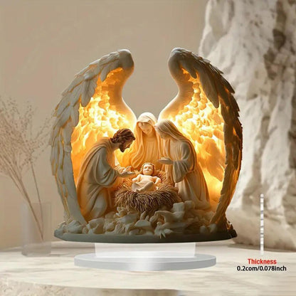 Jesus Birth Decor Glossy Acrylic Xmas Centerpiece Nativity Table Accessory Lightweight 2d Flat Christian Decoration For Party