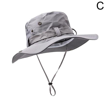 Summer Men Bucket Hat Outdoor UV Protection Wide Brim Panama Safari Hunting Hiking Mesh Fisherman Hat Beach Sunscreen Cap