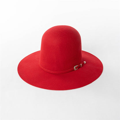 202409-HH2103B ins elegante chapéu de feltro de inverno de lã com coroa alta e cinto 58cm de circunferência modelo desfile chapéu de sol masculino feminino para lazer