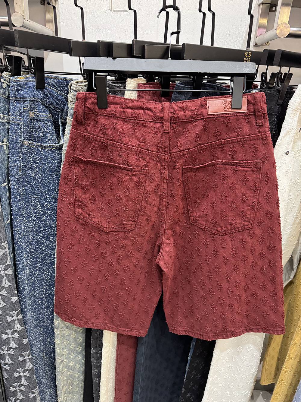 New Summer Men Distressed Short Jeans Vintage Jacquard Straight Leg Men's Denim Shorts Pants