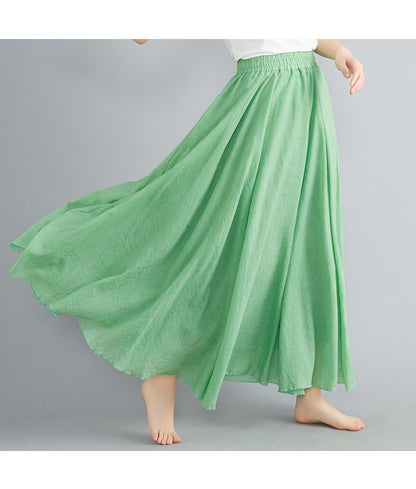 Fashion Solid Cotton Linen Women Skirts Maxi Elegant Harajuku Saia Casual Loose Long Skirt Ladies Clothes Faldas Ropa Mujer