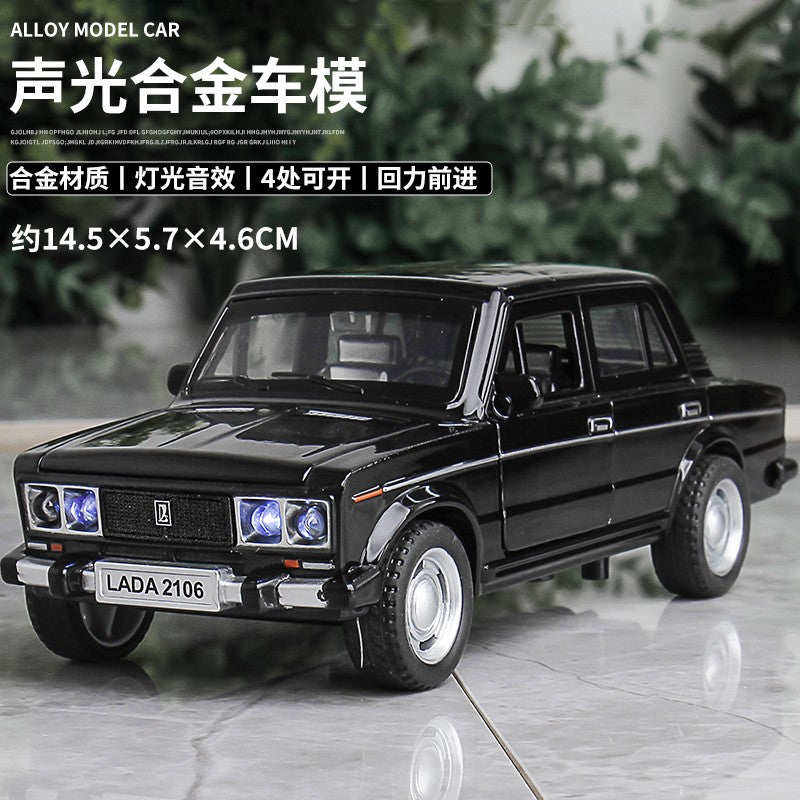 1:32 LADA 2106 Liga Clássica Modelo de Carro de Brinquedo de Metal Fundido Som e Luz Puxar para Trás Brinquedo Infantil Miniatura Modelo de Veículo Presente para Crianças