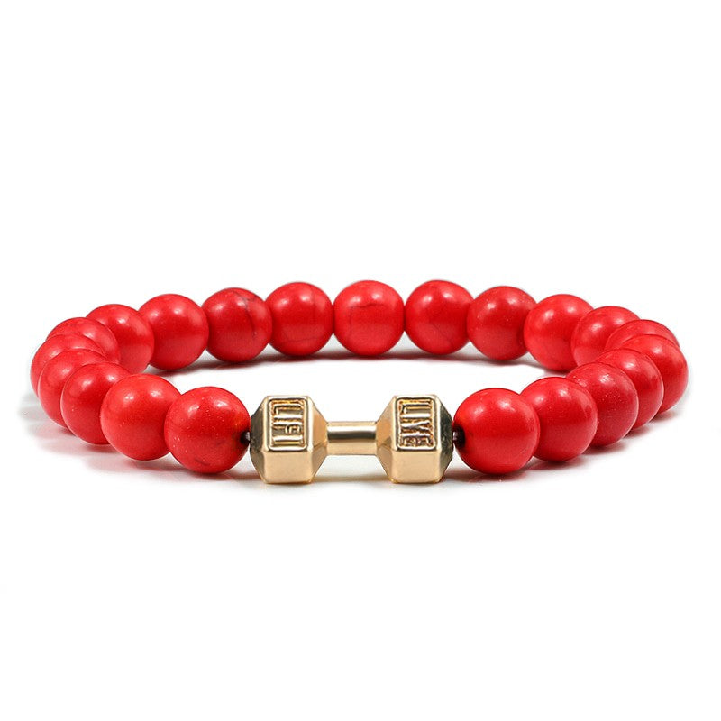 Pulseira Feminina/Masculina Ajustável Desgastada Preta, com Contas, Haltere, Joias de Yoga, Braceletes Originais