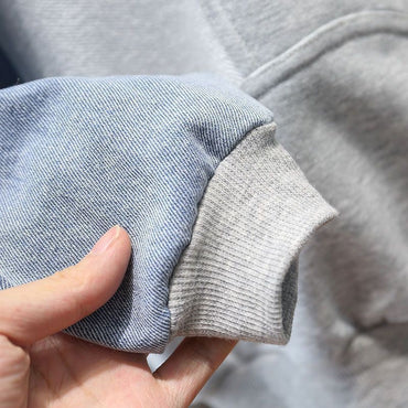 Conjunto de roupas para bebês meninos, azul claro liso, estilo casual/urbano, duas peças, com manga longa e calça de moletom jeans.
