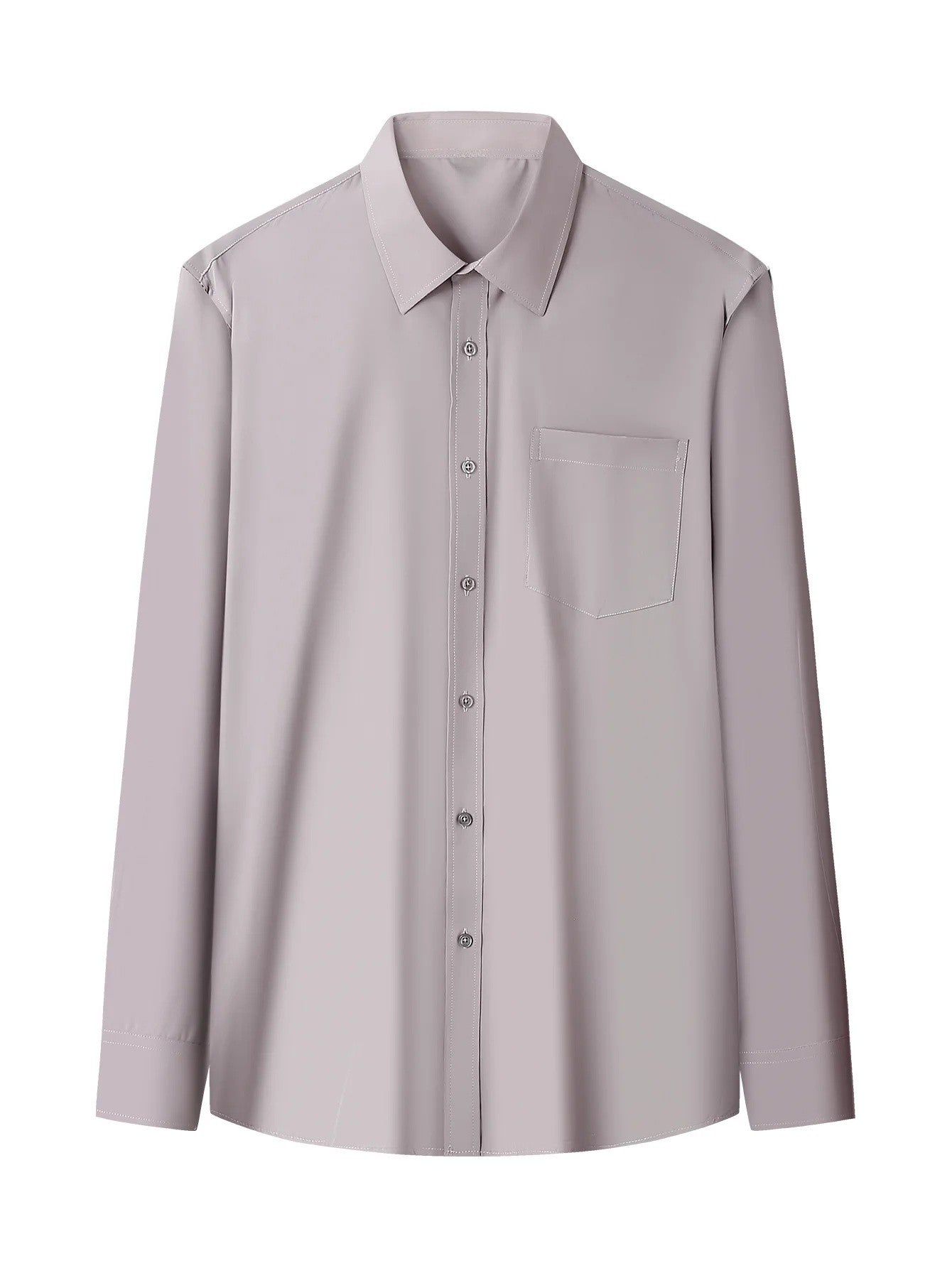 Iron-Free Long Sleeve Silk Smooth Drapey Wedding Shirt for Men Summer Business Formal Wine Red Large Size Men's Clothing