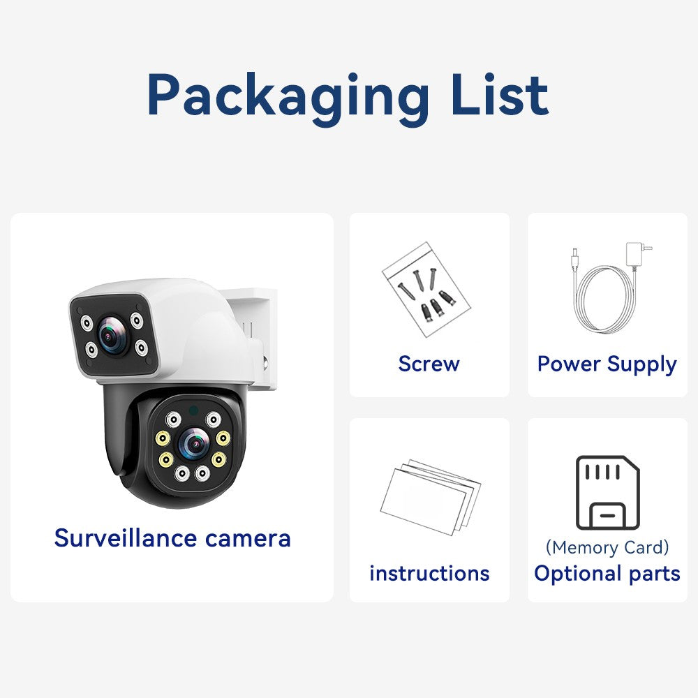 PEGATAH 6K 12MP Outdoor WiFi Camera Three Screen Three Lens 10X Zoom PTZ Automatic Tracking Audible Visual Alarm Security Cam