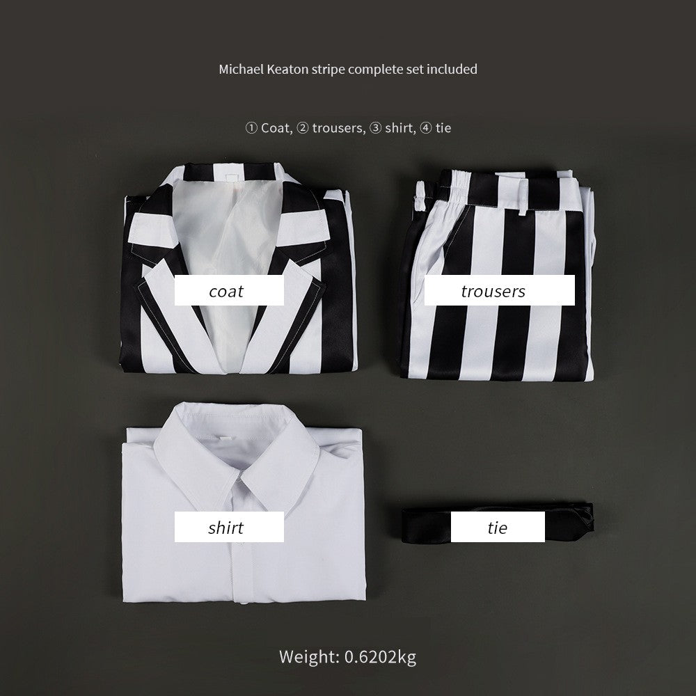 Underworld Master cosplay costume  Michael Keaton black and white striped suit cosplay Halloween costume