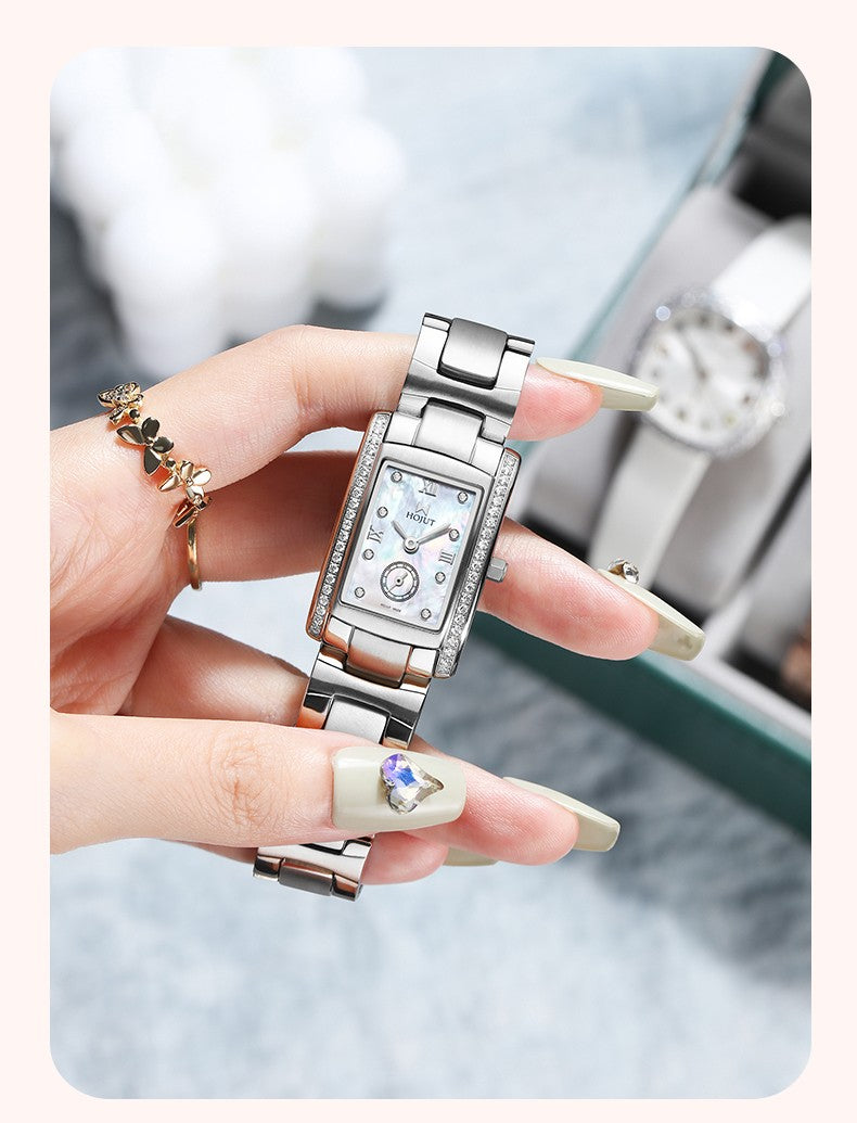 Classic square waterproof stainless steel material women's quartz watch
