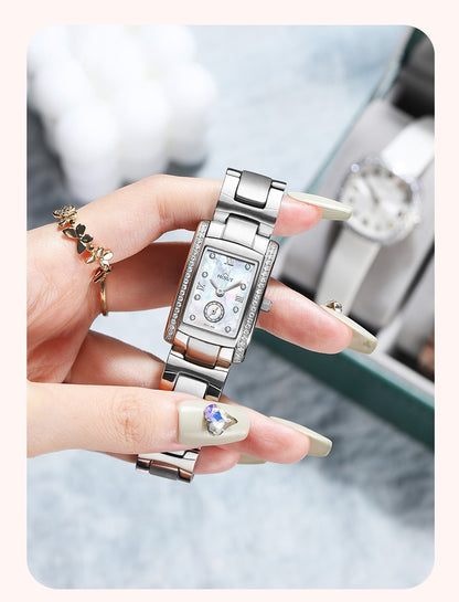 Classic square waterproof stainless steel material women's quartz watch