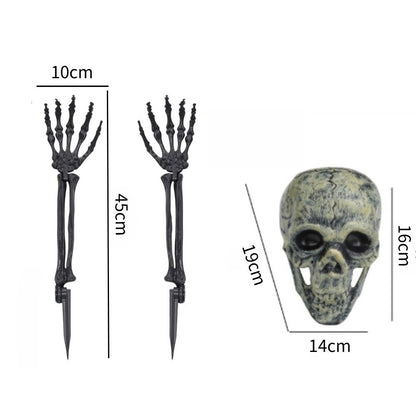 Halloween Skull Skeleton Head Realistic Human Hand Arms for Halloween Party Home Garden Lawn Decor Haunted House Horror Props