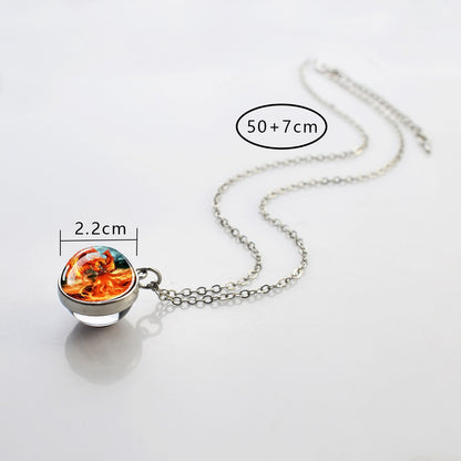 Colares Aurora Yin Yang Fênix de Gelo e Fogo Pingente de Bola de Vidro Dupla Face Colar de Correntes da Moda Joias Legais Feminino Masculino