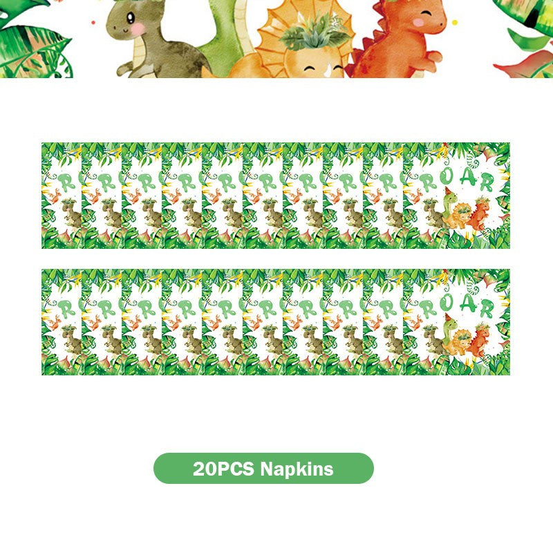 Happy Dinosaur Birthday Decoration Party Supplies Set Cup Plate Dinosaur Balloons Stickers Banner Gift Bags for Kids Boy Favors