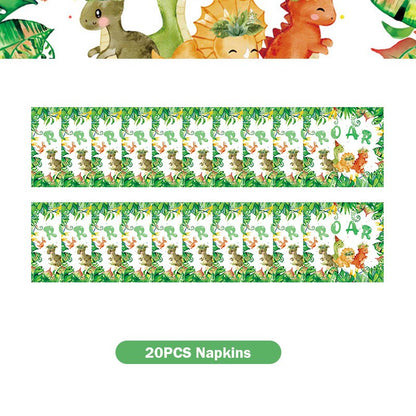 Happy Dinosaur Birthday Decoration Party Supplies Set Cup Plate Dinosaur Balloons Stickers Banner Gift Bags for Kids Boy Favors