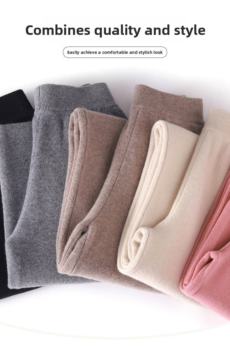 High Waist Wide Leg Woolen Pants Women's Loose Casual Black Long Trousers Autumn Fashion Elegant Commuting Style