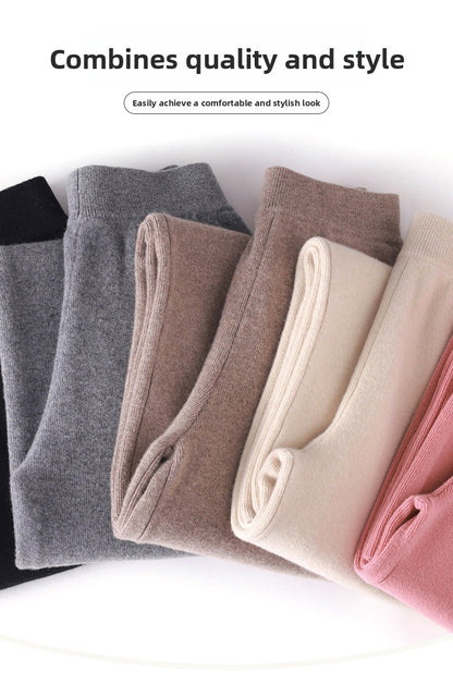 High Waist Wide Leg Woolen Pants Women's Loose Casual Black Long Trousers Autumn Fashion Elegant Commuting Style