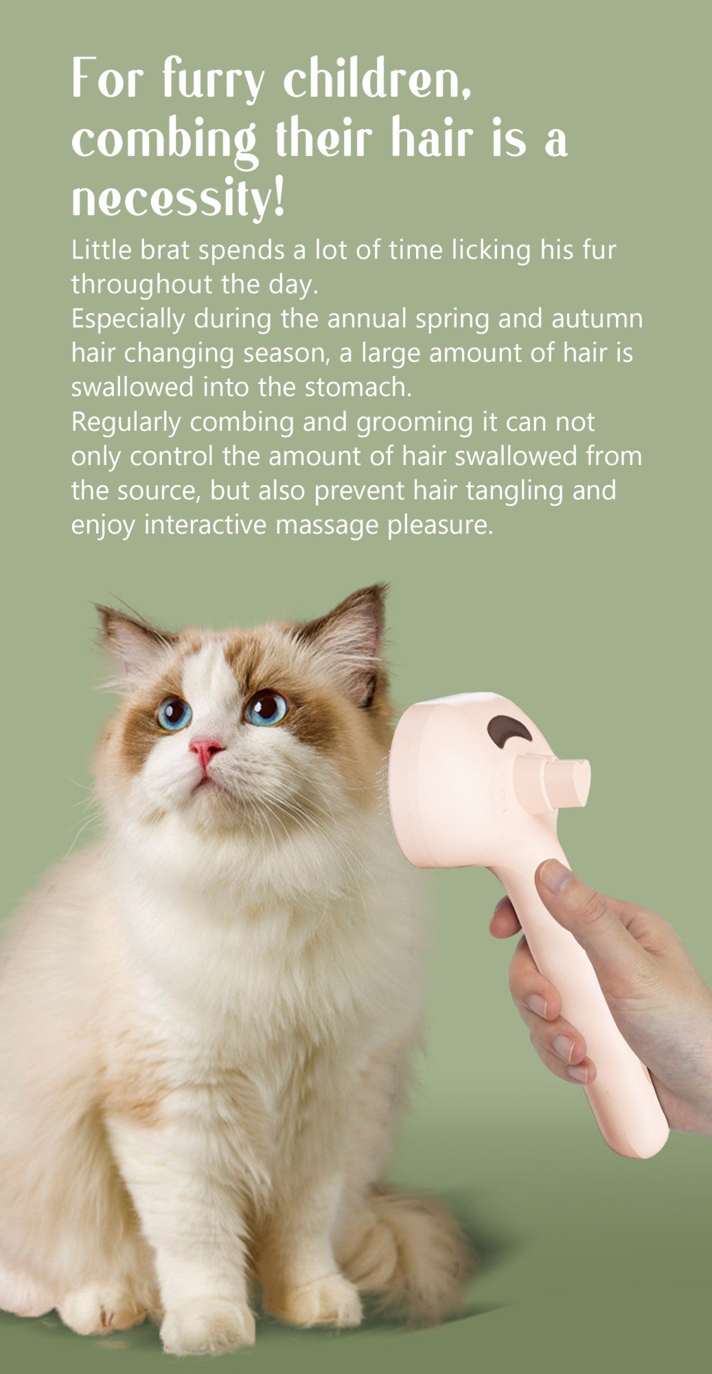 Pente a vapor para cães, escova de massagem para animais de estimação, carregamento USB, cabeça redonda segura, dentes macios, pente universal para remoção de pelos para cães e gatos