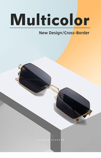 Metal Rectangle Sunglasses Women Fashion High Quality Frame Glasses Vintage Brand Designer Eyewear UV400